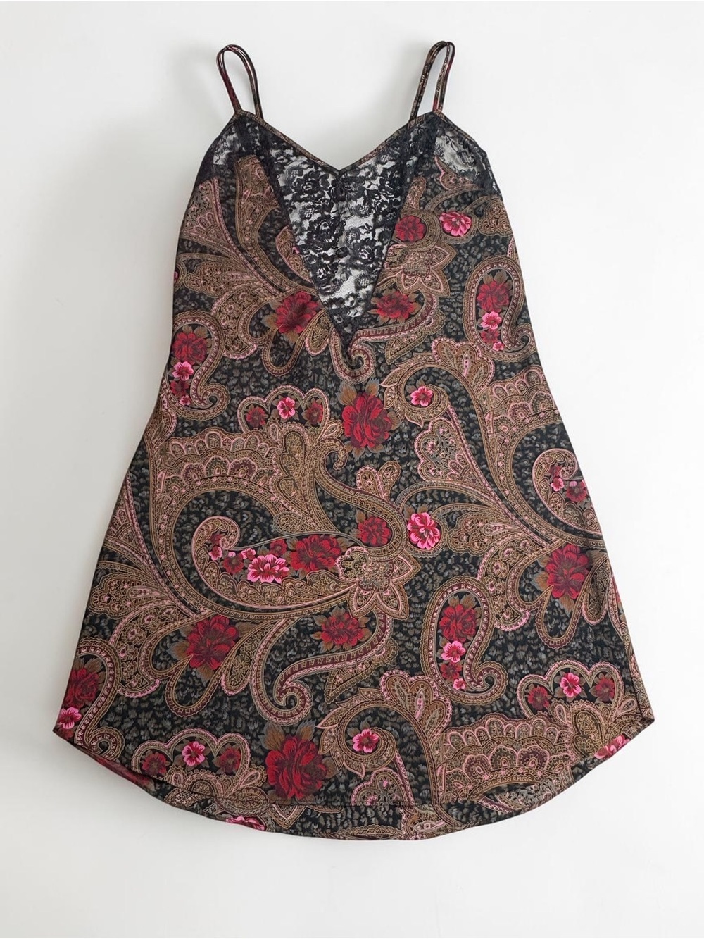 VTG Victoria's Secret Gold Label Paisley Lace Slip Dress Nightgown M - Picture 3 of 10